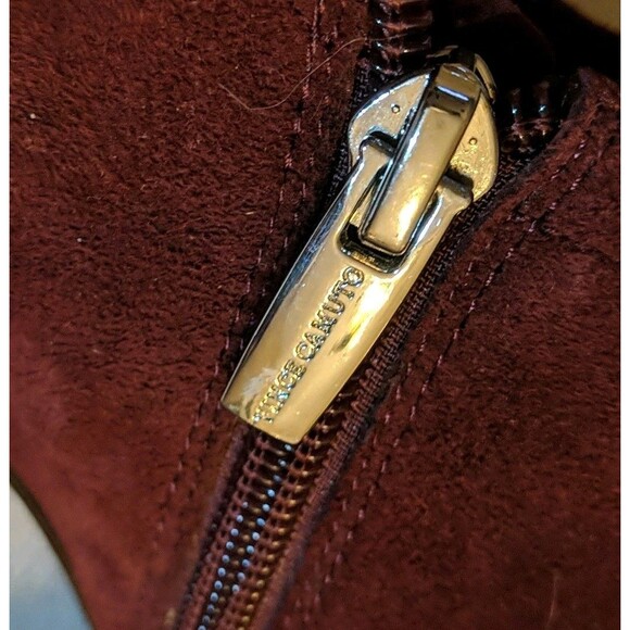 Vince Camuto Channa Ankle Heels Leather Suede Studded Zip Booties 9.5 M Burgundy - Picture 6 of 14